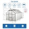 6x12 FT Polycarbonate Greenhouse Raised Base and Anchor Aluminum Heavy Duty Walk-in Greenhouses for Outdoor Backyard in All Season,Black