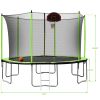 15FT Trampoline with Basketball Hoop Inflator and Ladder(Inner Safety Enclosure) Green