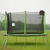 14FT Trampoline with Basketball Hoop Inflator and Ladder(Inner Safety Enclosure) Green