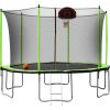 14FT Trampoline with Basketball Hoop Inflator and Ladder(Inner Safety Enclosure) Green