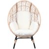 Patio PE Wicker Egg Chair Model 3 with Natural Color Rattan Beige Cushion