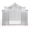 8' x 10' Polycarbonate Outdoor Greenhouse, Aluminum Walk-in Green House w/ 5-Level Adjustable Vents, Gutter and Door