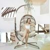 Swing Egg Chair with UV Resistant Cushions 350lbs Capacity, Stand Indoor Outdoor Wicker Rattan Patio Basket Hanging Chair