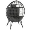 Wicker Egg Chair, Oversized Indoor Outdoor Lounger with Soft Cushions, Teardrop Cuddle Seat for Patio Porch Backyard Living Room Balcony