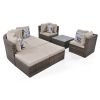 GO 8-piece Outdoor Wicker Sofa Set, Rattan Sofa Lounger, With Colorful Pillows, Conversation Sofa, For Patio, Garden, Deck, Brown Wicker