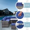 Outdoor Patio Furniture Set,7 Pieces Outdoor Sectional Conversation Sofa with Dining Table,Corner Chairs, Ottomans