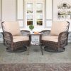 3 Pieces Patio Furniture Set, Outdoor Swivel Gliders Rocker, Wicker Patio Bistro Set with Rattan Rocking Chair