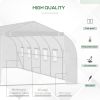 26' x 10' x 7' Walk-In Greenhouse Tunnel, Large Gardening Plant Hot House with 12 Windows and Zipper Doors for Backyard, White