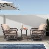 3 Pieces Patio Furniture Set, Outdoor Swivel Gliders Rocker, Wicker Patio Bistro Set with Rattan Rocking Chair