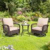 3 Pieces Patio Furniture Set, Outdoor Swivel Gliders Rocker, Wicker Patio Bistro Set with Rattan Rocking Chair