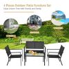 4 Pieces Patio Furniture Set Sofa Coffee Table Steel Frame Garden