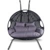 Double Swing Egg Chair with Stand Indoor Outdoor