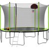 14FT Trampoline with Basketball Hoop Inflator and Ladder(Inner Safety Enclosure) Green