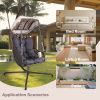 (SAME AS W1132135315) Swing Egg Chair with Stand Indoor Outdoor, UV Resistant Black Cushion Hanging Chair with Cup Holder