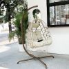 Swing Egg Chair with Stand Indoor Outdoor; UV Resistant Cushion Hanging Chair; Anti-Rust Foldable Aluminum Frame Hammock Chair; 350lbs Capacity Hangin