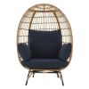 Lucinda Egg Cushions Patio Lounge Chair, Large, Natural/Navy