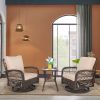 3 Pieces Patio Furniture Set, Outdoor Swivel Gliders Rocker, Wicker Patio Bistro Set with Rattan Rocking Chair