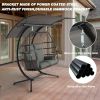 Double Egg Chair with Stand, Foldable Hanging Chair Basket Nest Swinging Loveseat for Indoor Outdoor Patio, Balcony, GardenChair