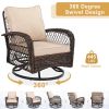 3 Pieces Patio Furniture Set, Outdoor Swivel Gliders Rocker, Wicker Patio Bistro Set with Rattan Rocking Chair