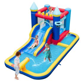 Inflatable Water Slide Bounce House with 680W Blower and 2 Pools