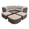 GO 8-piece Outdoor Wicker Sofa Set, Rattan Sofa Lounger, With Colorful Pillows, Conversation Sofa, For Patio, Garden, Deck, Brown Wicker