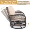 3 Pieces Patio Furniture Set, Outdoor Swivel Gliders Rocker, Wicker Patio Bistro Set with Rattan Rocking Chair