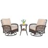 3 Pieces Patio Furniture Set, Outdoor Swivel Gliders Rocker, Wicker Patio Bistro Set with Rattan Rocking Chair