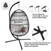 Hanging Egg Chair with Stand Outdoor Patio Swing Egg Chair Indoor Folding Egg Chair, Waterproof Cushion, Folding Rope Back, Heavy Duty C-Stand