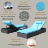 3-Piece Outdoor Patio Furniture Set Chaise Lounge, Patio Reclining Rattan Lounge Chair Chaise Couch Cushioned with Glass Coffee Table