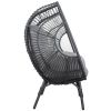 Patio PE Wicker Egg Chair Model 2 with Black Color Rattan Grey Cushion and Side Table