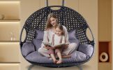 Double Swing Egg Chair with Stand Indoor Outdoor