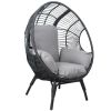 Patio PE Wicker Egg Chair Model 2 with Black Color Rattan Grey Cushion and Side Table