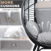 Patio PE Wicker Egg Chair Model 2 with Black Color Rattan Grey Cushion and Side Table