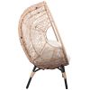 Patio PE Wicker Egg Chair Model 3 with Natural Color Rattan Beige Cushion and Side Table