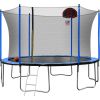 15FT Trampoline with Basketball Hoop Inflator and Ladder(Inner Safety Enclosure) Blue