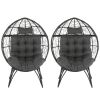 Wicker Egg Chair, Oversized Indoor Outdoor Lounger with Soft Cushions, Teardrop Cuddle Seat for Patio Porch Backyard Living Room Balcony