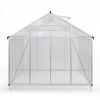 8' x 10' Polycarbonate Outdoor Greenhouse, Aluminum Walk-in Green House w/ 5-Level Adjustable Vents, Gutter and Door