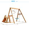 Wooden Swing Set with Slide;  Outdoor Playset Backyard Activity Playground Climb Swing Outdoor Play Structure for Toddlers;  Ready to Assemble Wooden