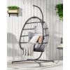 Hanging Egg Chair with Stand, Patio Wicker Egg Swing Chair with Cushion for Bedroom Garden Indoor Outdoor