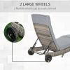 Outsunny Chaise Lounge Pool Chair, Outdoor PE Rattan Cushioned Patio Sun Lounger w/ 5-Level Adjustable Backrest & Wheels for Easy Movement, Wicker