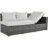 Outdoor 6-Piece All Weather PE Rattan Sofa Set, Garden Patio Wicker Sectional Furniture Set with Adjustable Seat, Storage Box