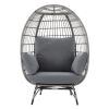 Large Outdoor Egg Chair, Indoor Patio Wicker Basket Chair with Cushion, Rattan Egg Chairs for Bedroom, Outside, Balcony,Grey