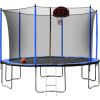 15FT Trampoline with Basketball Hoop Inflator and Ladder(Inner Safety Enclosure) Blue