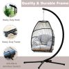 Egg Chair Hammock Chair Basket Hanging Swing Chair UV Resistant Cushion with Stand for Indoor Bedroom Outdoor Garden