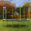 14FT Trampoline with Basketball Hoop Inflator and Ladder(Inner Safety Enclosure) Green