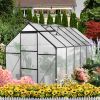 6x12 FT Polycarbonate Greenhouse Raised Base and Anchor Aluminum Heavy Duty Walk-in Greenhouses for Outdoor Backyard in All Season,Black