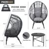 Patio PE Wicker Egg Chair Model 2 with Black Color Rattan Grey Cushion and Side Table