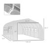 26' x 10' x 7' Walk-In Greenhouse Tunnel, Large Gardening Plant Hot House with 12 Windows and Zipper Doors for Backyard, White