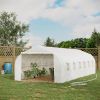 26' x 10' x 7' Walk-In Greenhouse Tunnel, Large Gardening Plant Hot House with 12 Windows and Zipper Doors for Backyard, White