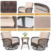 3 Pieces Patio Furniture Set, Outdoor Swivel Gliders Rocker, Wicker Patio Bistro Set with Rattan Rocking Chair